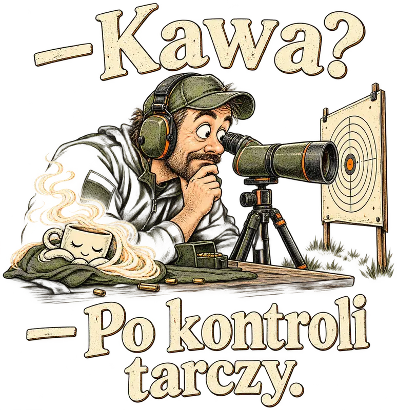 — Kawa? — Po kontroli tarczy.