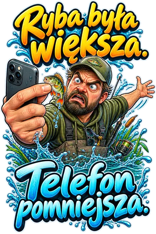 Ryba była większa. Telefon pomniejsza.