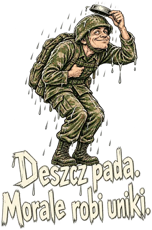 Deszcz pada. Morale robi uniki.